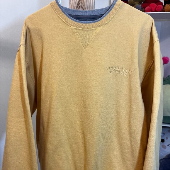Perry Ellis Other - Perry Ellis America Mustard Yellow Fleece Pullover Sweatshirt Mens Large